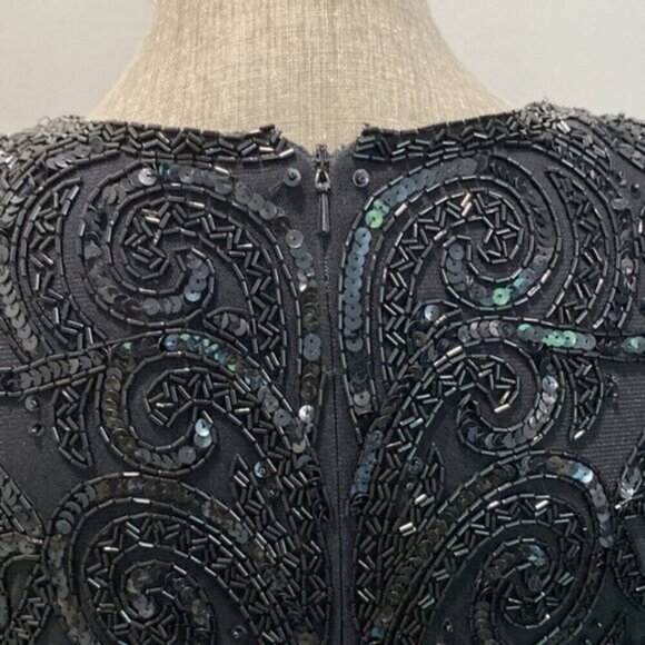 Neiman Marcus Black Sparkling High Society Beaded Dress size 10 - Picture 9 of 16